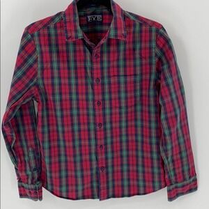 Hawker Rye‎ Slim Fit Plaid Button Down Mens Size S Red Green Tartan Cotton Shirt